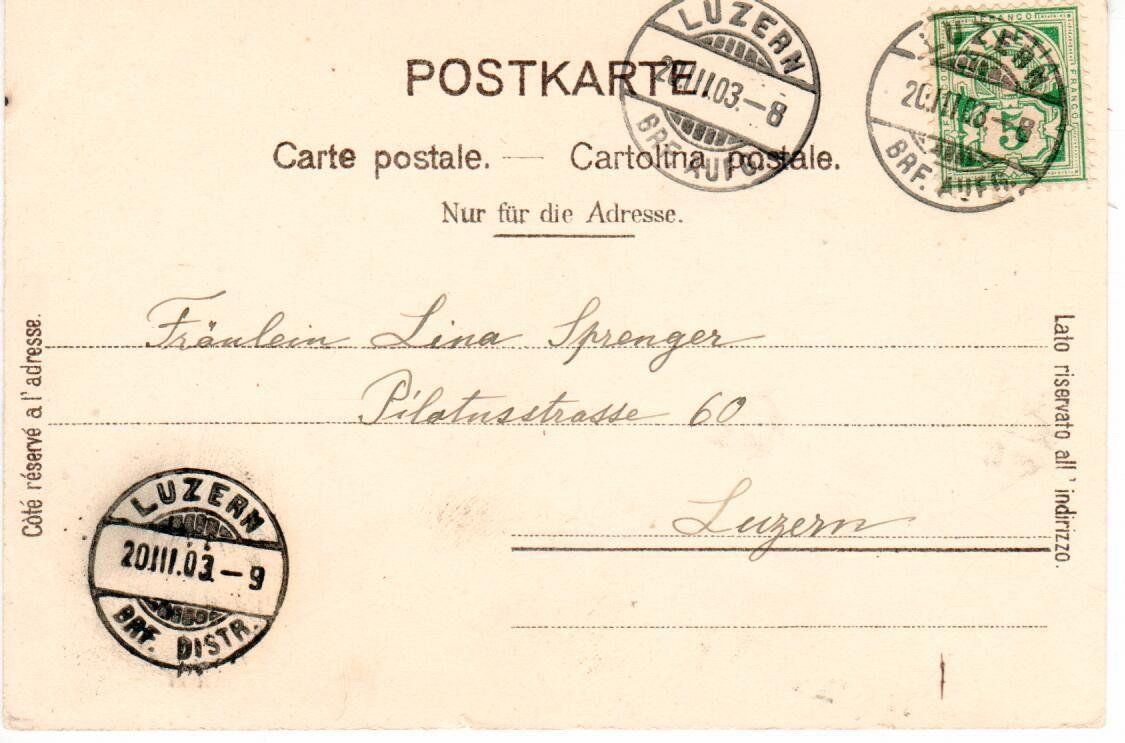 Cartoline postali: Luzern 1903 – Usato da Wolhusen venduto da Curver9 1
