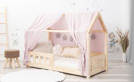 Hausbett Baldachin rosa Musselin