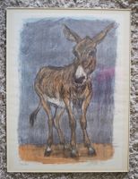 Hug Fritz, grosse Litho Esel von 1977, Tier, Grautier