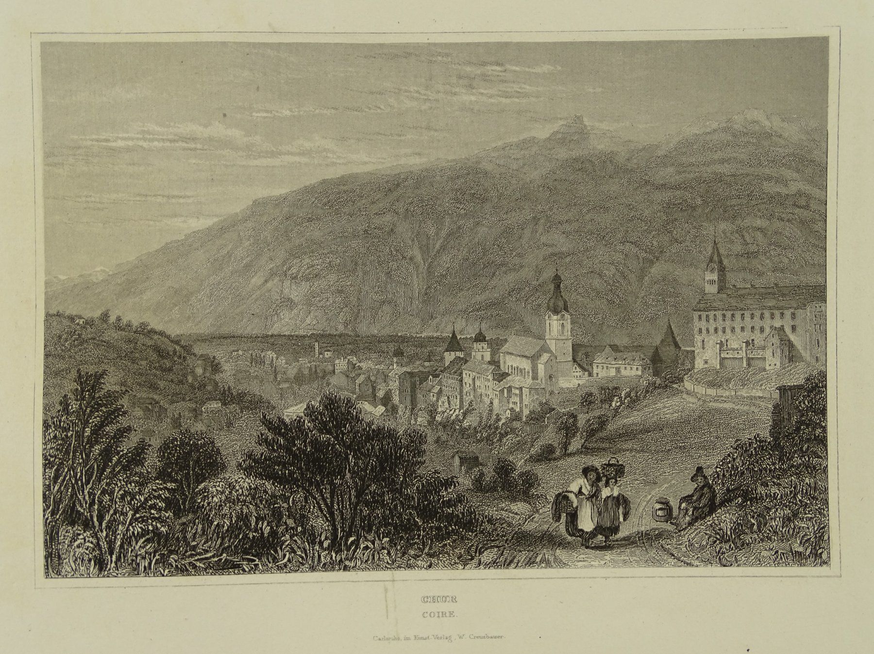 Incisioni: CHUR, STAHLSTICH 1836/1838 – Usato da Grüningen venduto da Kartensammler