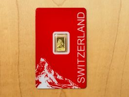 1g PAMP Matterhorn swiss, Feingold Sammler Goldbarren