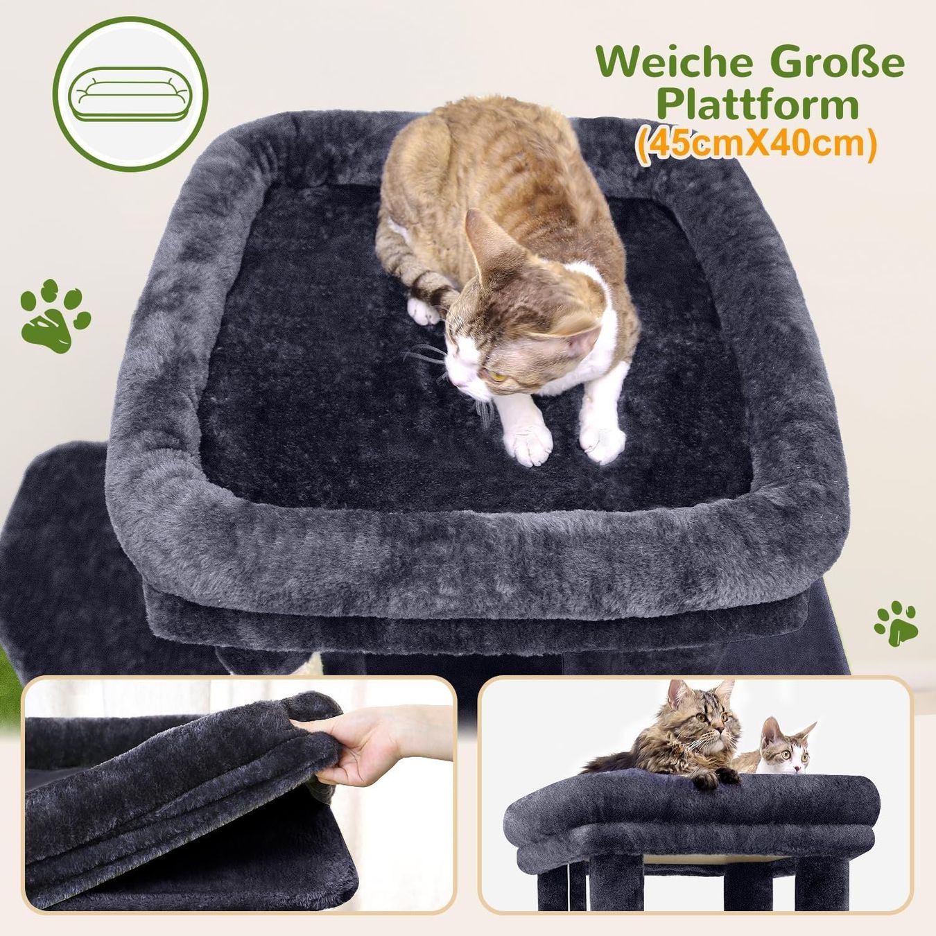 Tiragraffi: Kratzbaum 156cm stabil Katzenbaum gross dunkelgrau – Nuovo e nell'imballaggio originale da Wittenbach venduto da VELARO 3
