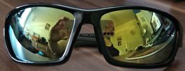 Sonnenbrille, sportlich, schwarz, verspiegelt, gute Sicht
