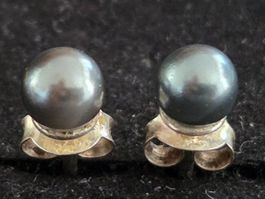 Boucles d'oreilles Perles bleues 925 Argent 5 mm Top☆☆☆