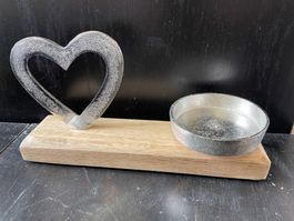 Dekoration/Herz mit Kerzenhalter/Aluminium/Holz/Neu/OVP