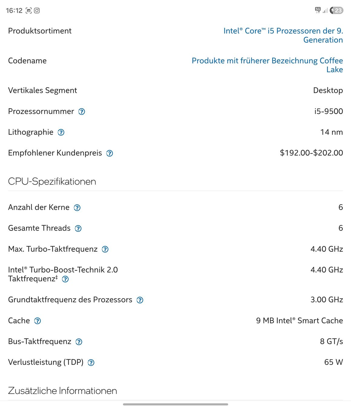 Intel Schede madri: Intel Core i5-9500 CPU – Usato da Riehen venduto da cosh 1