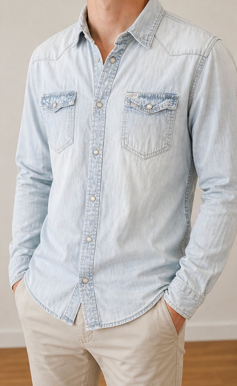 Guess Camicie: Guess Jeanshemd Hellblau, Gr. M, Slim Fit – Usato da Liestal venduto da Skunk02