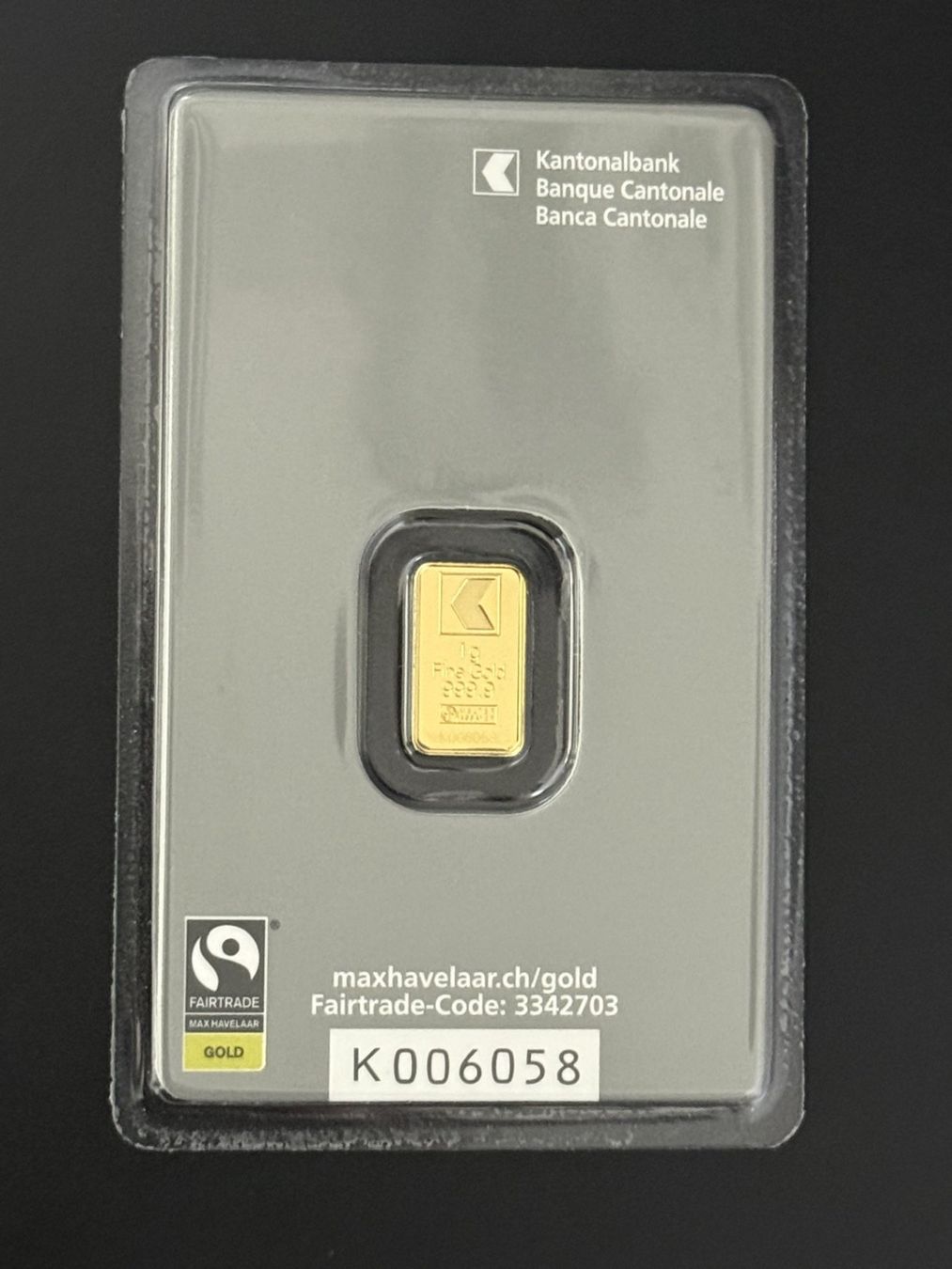 Edelmetalle: Goldbarren 1g Kantonal Bank – Neu und originalverpackt aus Untersiggenthal von byiggy
