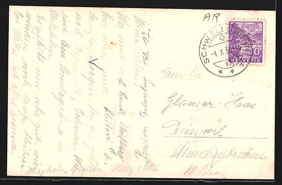 Cartoline postali: Schwellbrunn, Strassenpartie mit Kirche – Usato da Berlin venduto da bartko-reher 1