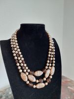 Opulente Modeschmuck-Kette, Glassteine, div. Brauntöne