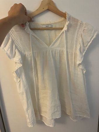 Pigalle Bluse Weiss mit Spitzen-Details Gr. L - Neu ungetrag