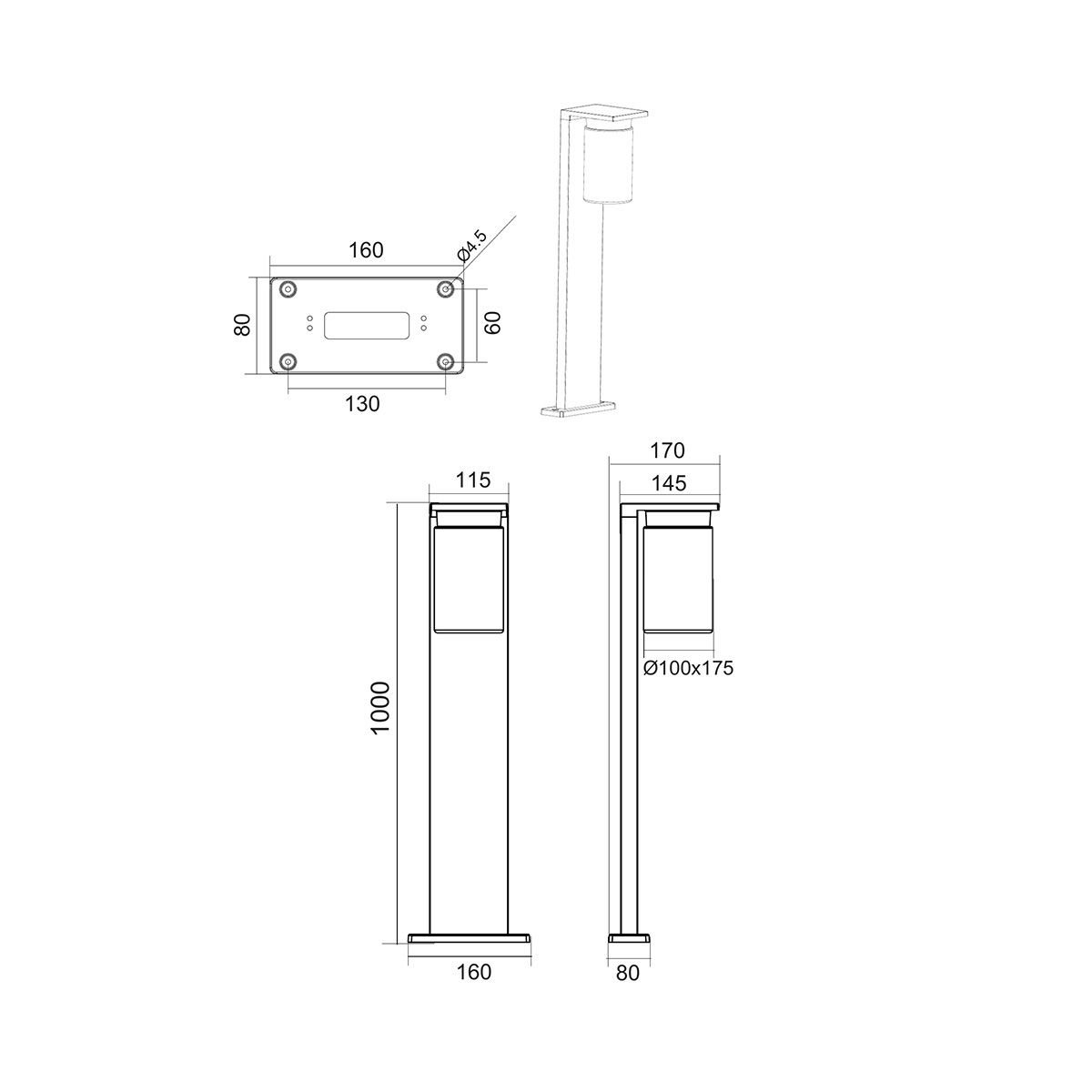 Lampade: Aussen Stehleuchte, IP44, 100 cm Höhe – Nuovo (secondo la descrizione) da Kreuzlingen venduto da Smart-Light 6