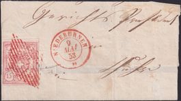 Niederurnen (GL) 1853, Rayon III auf dekorativem Briefstück!