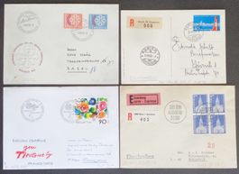 SWITZERLAND: 4 FDCs des années 1953 à 1988