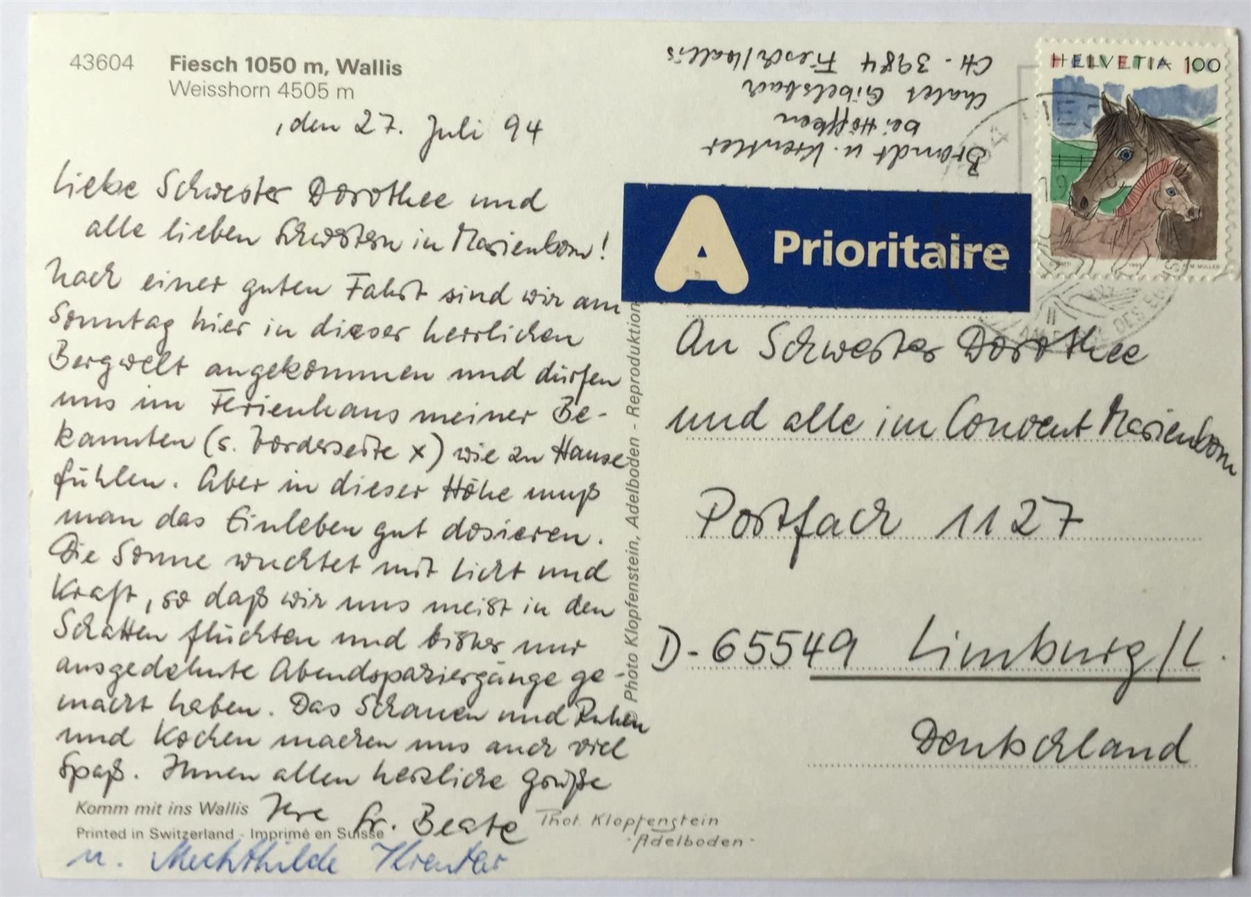Cartoline postali: FIESCH Hotel du Glacier – Usato da Jona venduto da philajona 1