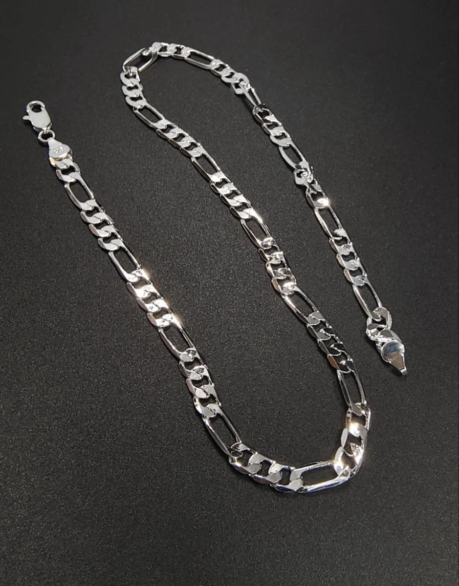Catenine: Silberkette Figaro 4fach Versilbert 925 Silber Neu 60cm – Nuovo e nell'imballaggio originale da Basel venduto da triniswiss68