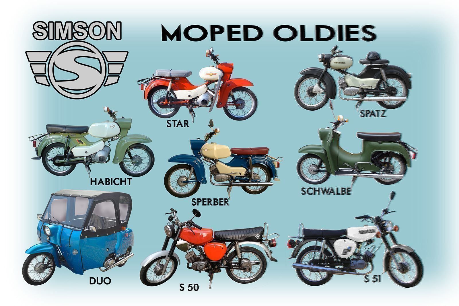 Simson Insegne: Blechschild-SIMSON MOPED OLDIES – Nuovo e nell'imballaggio originale da Rupperswil venduto da big-one-sale