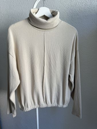 Pull beige clair col roulé Amisu, t.L