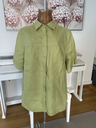 Leinenbluse kurzarm lindgrün, C&A, 44/46