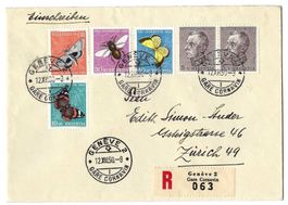 1950 Pro Juventute R-Satzbrief gestempelt Genève 12.XII.50