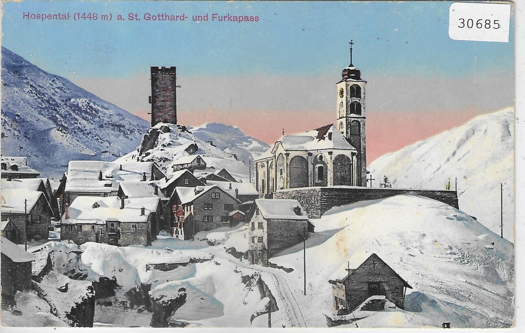 Cartoline postali: Hospental - Generalansicht im Winter – Usato da Ettingen venduto da Kartenplanet