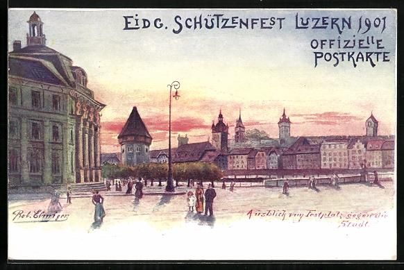 Ansichtskarten: Luzern, Eidgen. Schützenfest 1901, Ausb – Gebraucht aus Berlin von bartko-reher
