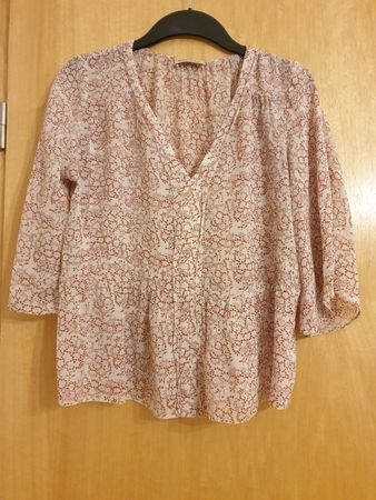 Blouse manche longue, 38, rouge blanc, viscose 