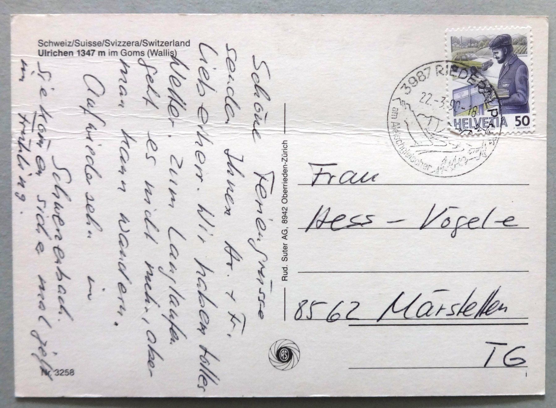 Cartoline postali: Ulrichen  1347 m im Goms – Difettoso da Fétigny venduto da Billy2miny 1