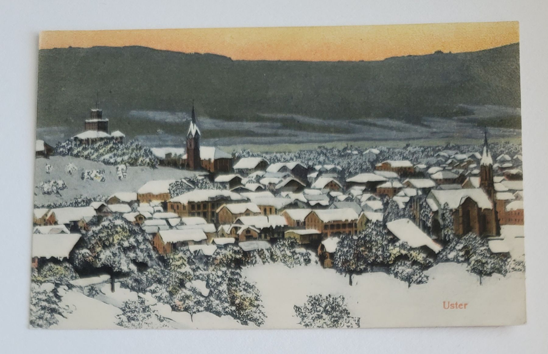 Cartoline postali: Ansichtskarte Winter Uster mit Stempel und Briefmarke 1906 – Usato da Opfikon venduto da Diversamente