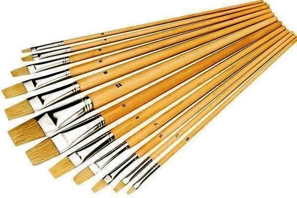 Pennelli: 12teil. Pinselset flach – Nuovo e nell'imballaggio originale da St. Gallen venduto da schnaeppchen-preise
