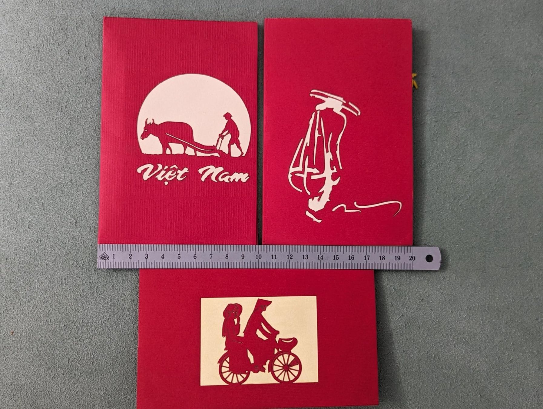 Cartoline postali: Vietnam  3 cards ,hand made – Usato da Porrentruy venduto da jmbechir 3