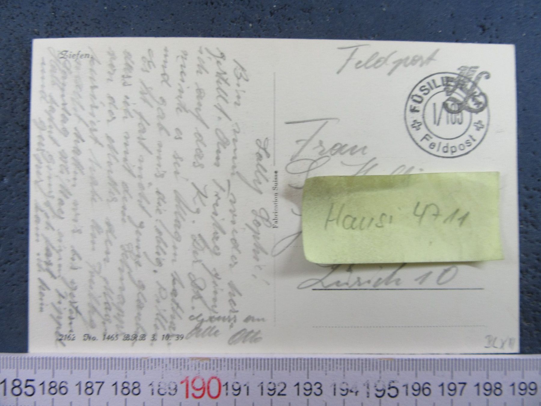 Cartoline postali: ZIEFEN 1939 FELDPOST BL-AK – Usato da Ettingen venduto da Hausi4711 1
