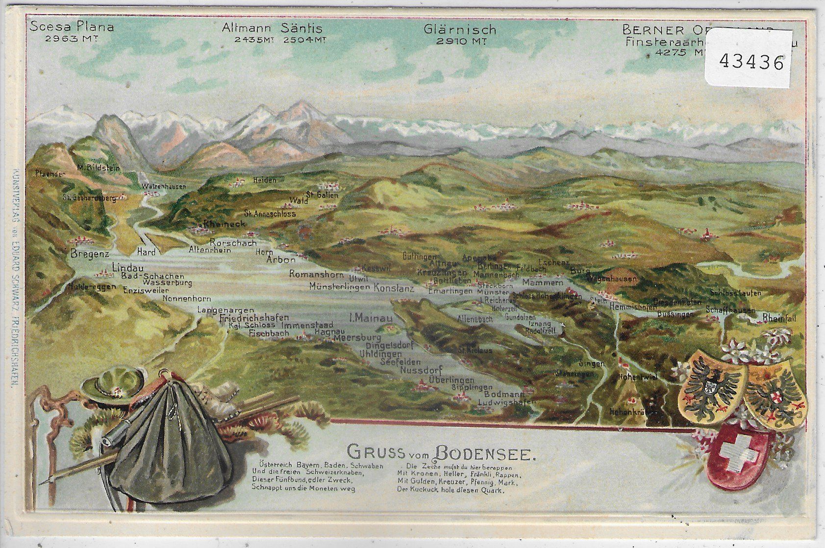 Ansichtskarten: Gruss vom Bodensee - Präge-Litho – Gebraucht aus Ettingen von Kartenplanet