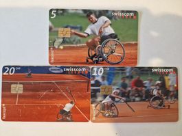 Swisscom Taxcard 3er Set.  Invacare Tennis World Team Cup 01