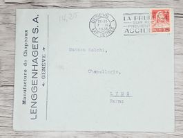 CL01 Enveloppe + Timbre Suisse 1933