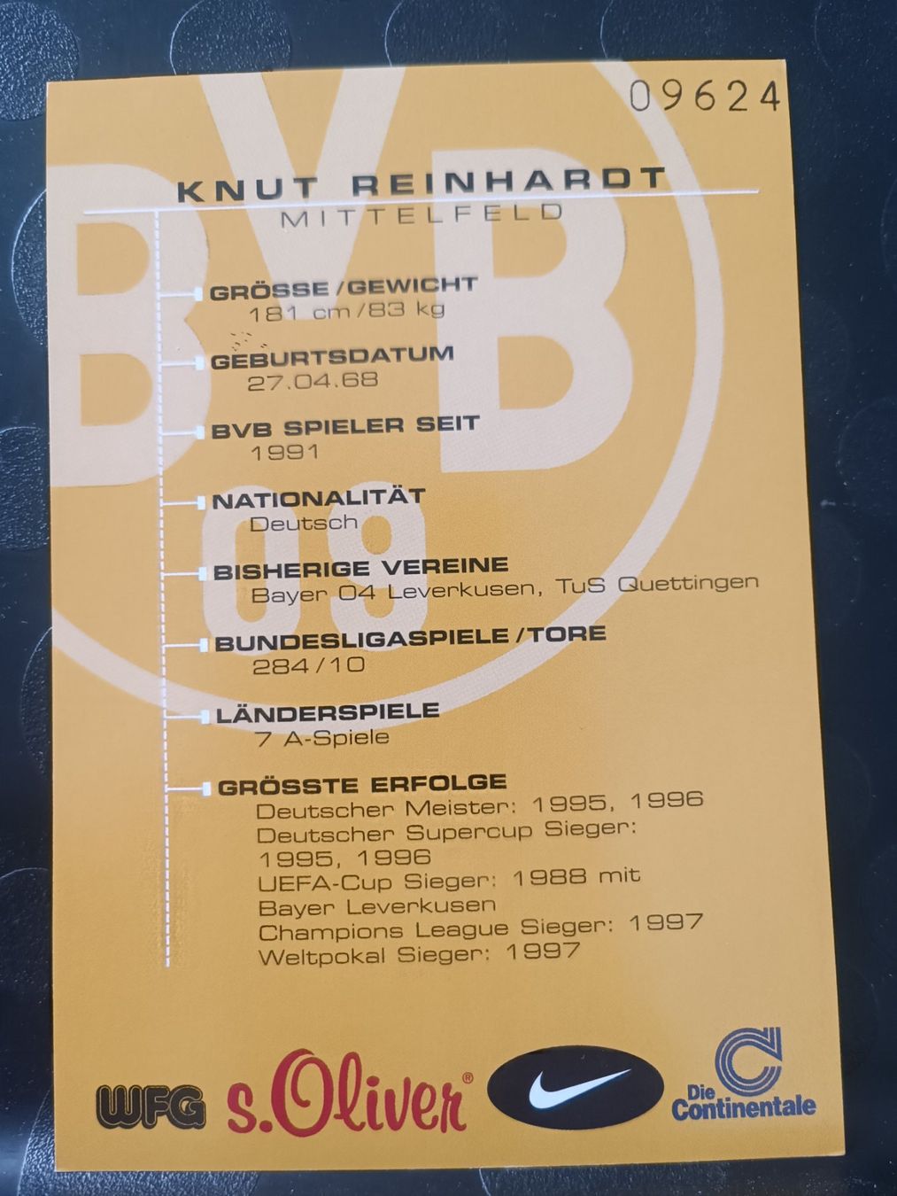 Autographes: Knut Reinhardt - BVB - Handsignierte alte Karte – D'occasion à Menziken par Artographs 1