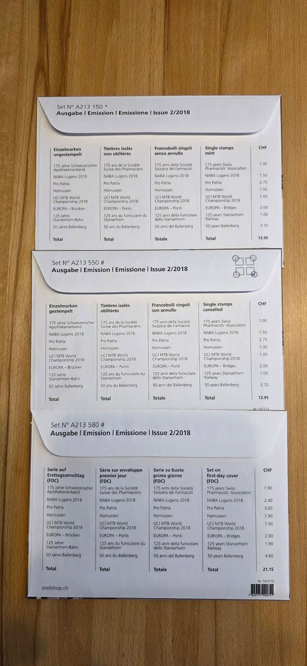 Tutti i francobolli: CH-Briefmarken Jahresausgabe 2018 – Nuovo (secondo la descrizione) da Wettswil venduto da Schnuebe 3