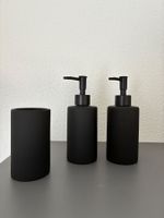 Seifenspender und Zahnputzbecher 3er Set in matt schwarz NEU