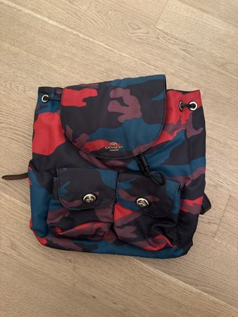 Coach Canvas Camo Backpack Drawstring Bag Red