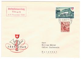 Lettre de Thun BPA A497 pour Balsthal le 5.XI.49