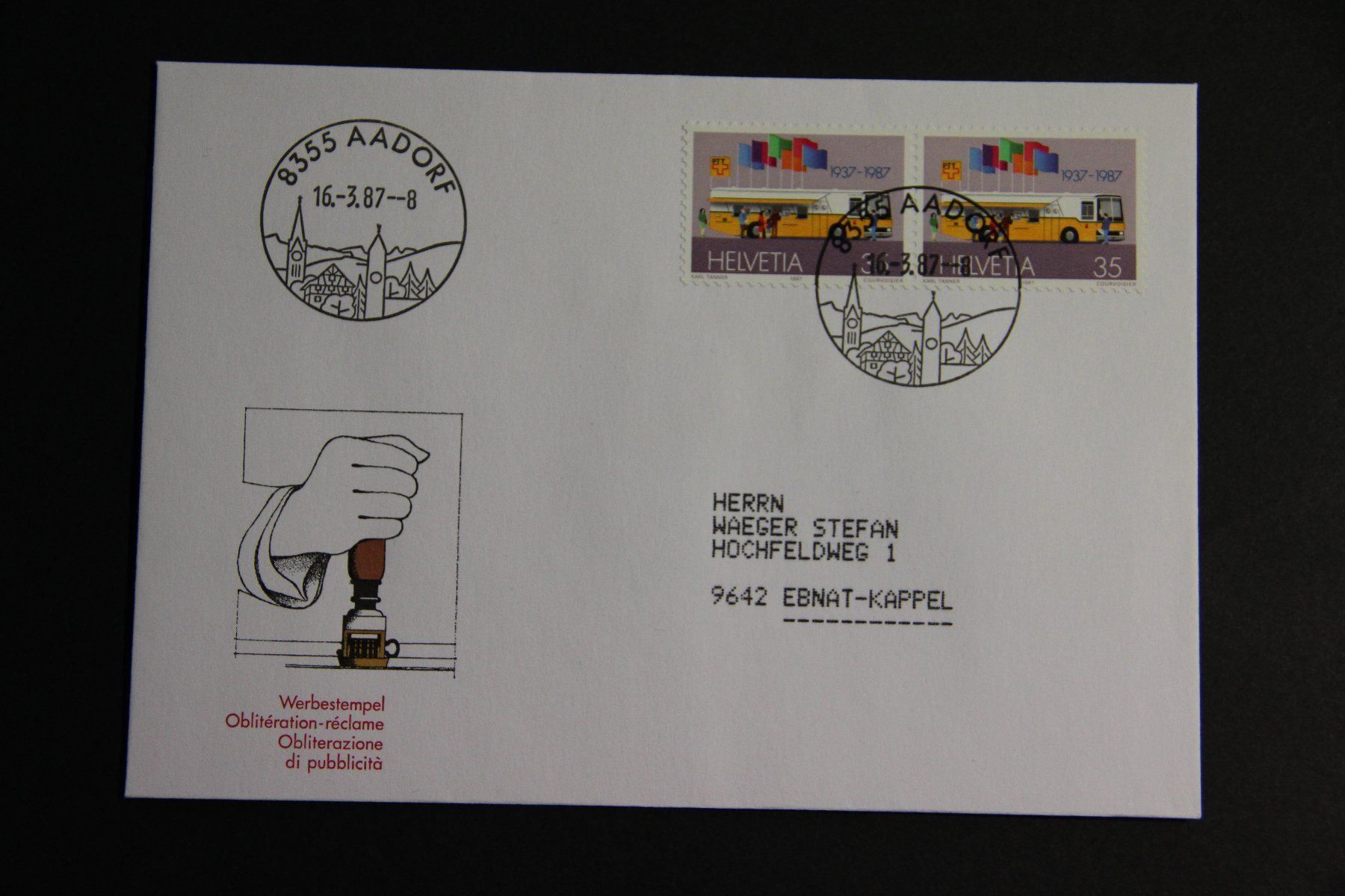 Alle Briefmarken: Schweiz 1987 - 8355 Aadorf – Neu (gemäss Beschreibung) aus Jona von Southafrica07
