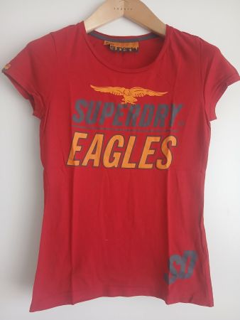 Superdry T-Shirt Rot mit Adler Print Grösse S Sommer