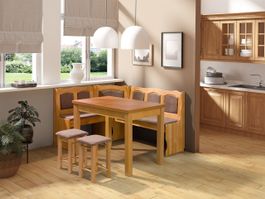 Eckbank + Tisch und 2 Hocker Esstischgruppe Sitzbank