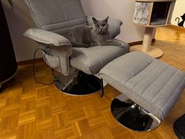 Top Relaxsessel mit Hocker, grau, Massagefunktion & bequem!