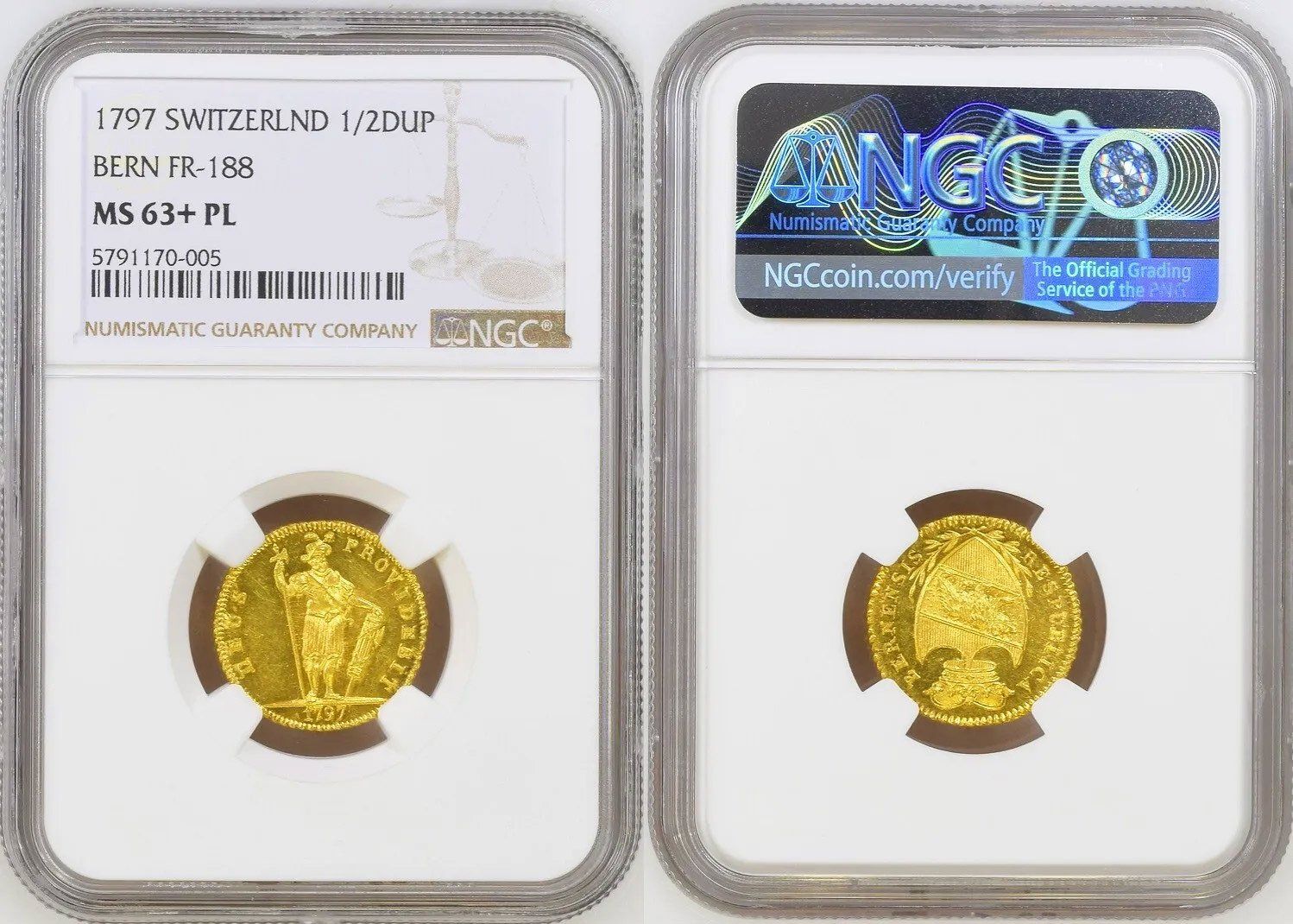 Tutti le monete: TOP MS63+ Proof Like 1/2 duplone 1797 Berne – Usato da Meyrin venduto da menelaos77