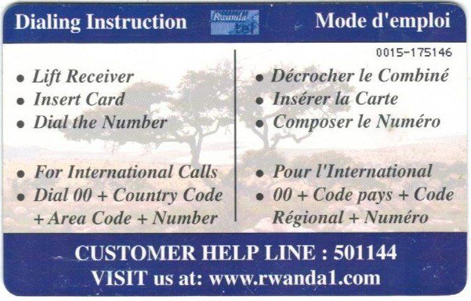 Schede telefoniche: Telefonkarte Rwanda Ruanda  Landschaft – Usato da Zürich venduto da tol_b7c7 1