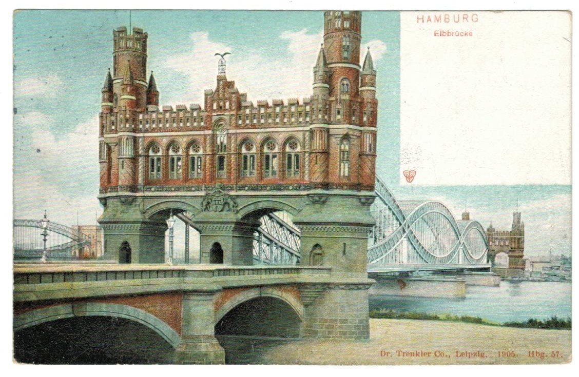 Cartoline postali: AK Hamburg, Elbbrücke 1908 – Usato da Zürich venduto da Tolima194