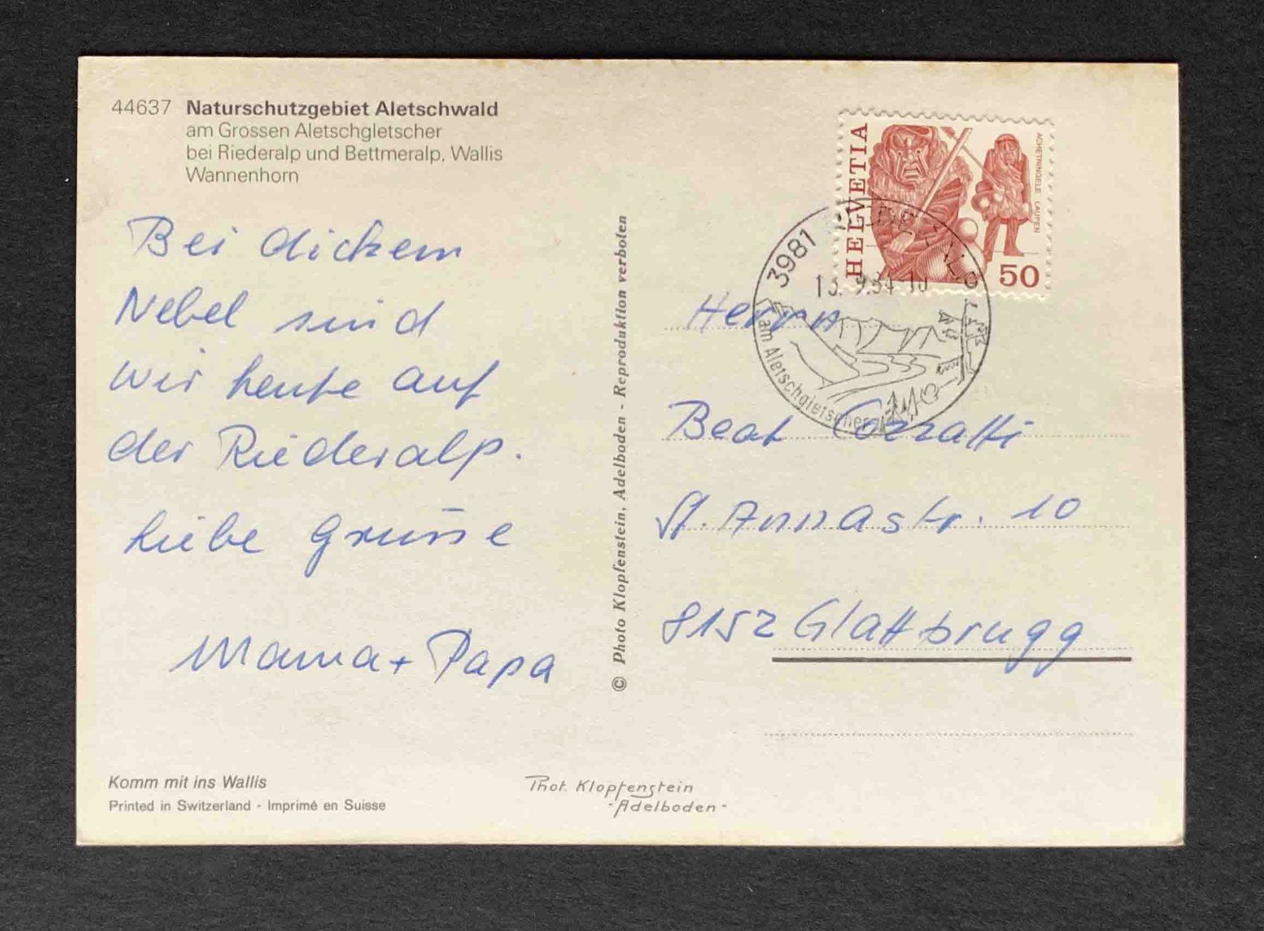 Cartoline postali: AK Naturschutzgebiet Aletschwald – Usato da Goldau venduto da artelier1 1