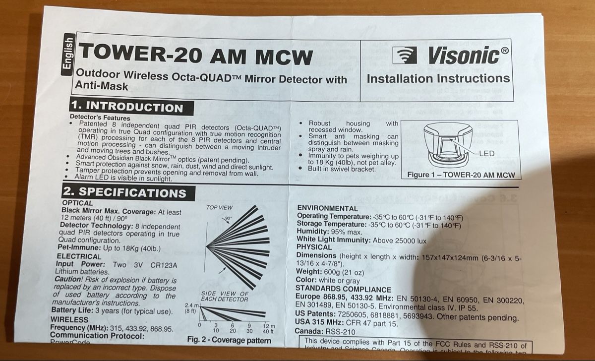 Sistemi d'allarme: Visonic TOWER-20 AM MCW – Usato da Arcegno venduto da Fmswitzerland 4