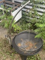 Grillgestell mit verstellbarem Rost, Edelstahl, gebraucht